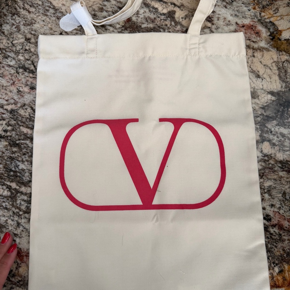 Valentino Tote in Cream with Bold Red Logo